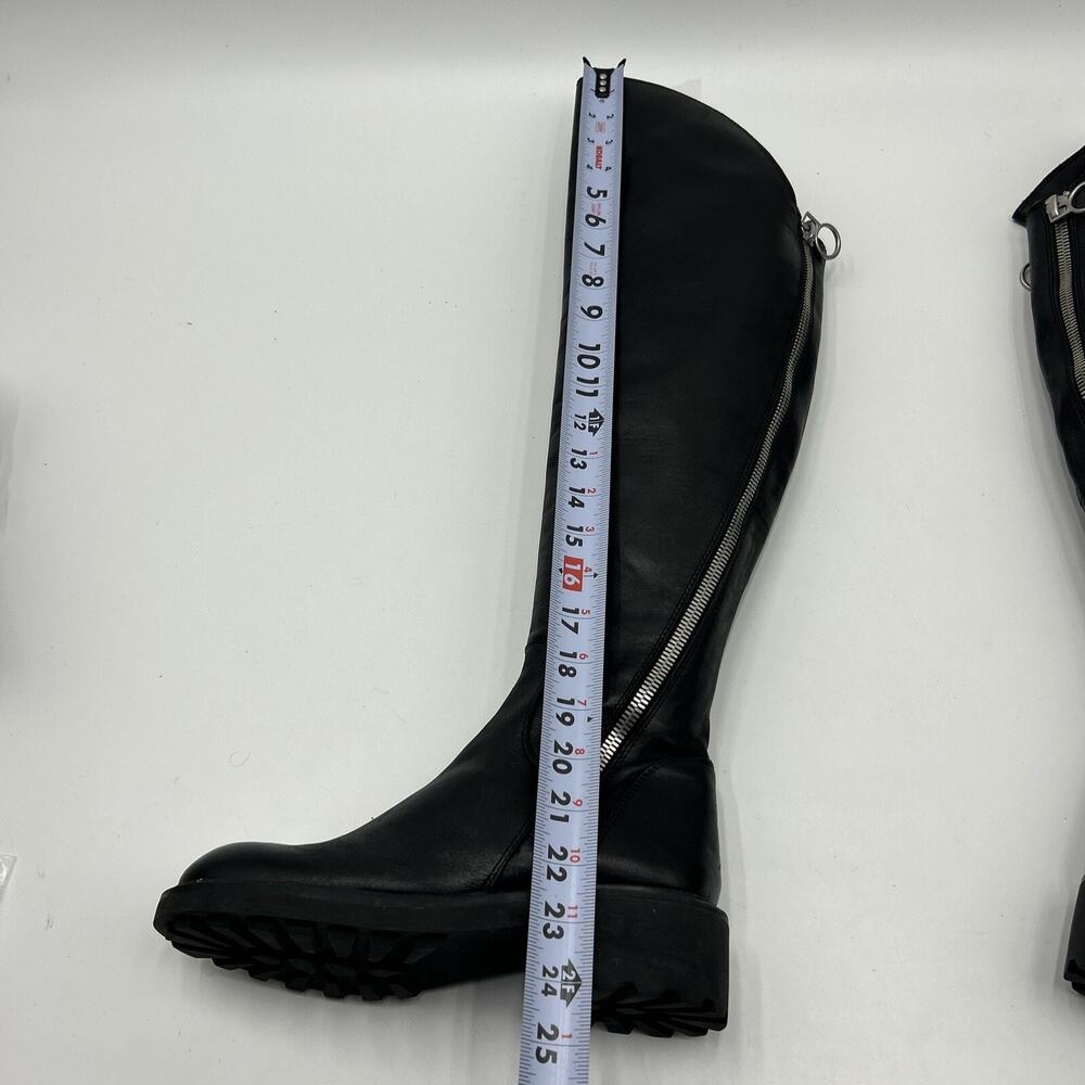 Ash SEVEN Black Leather Over the Knee Boots, Double Zippers Lug Soles, 38/7.5-8M - Picture 11 of 14